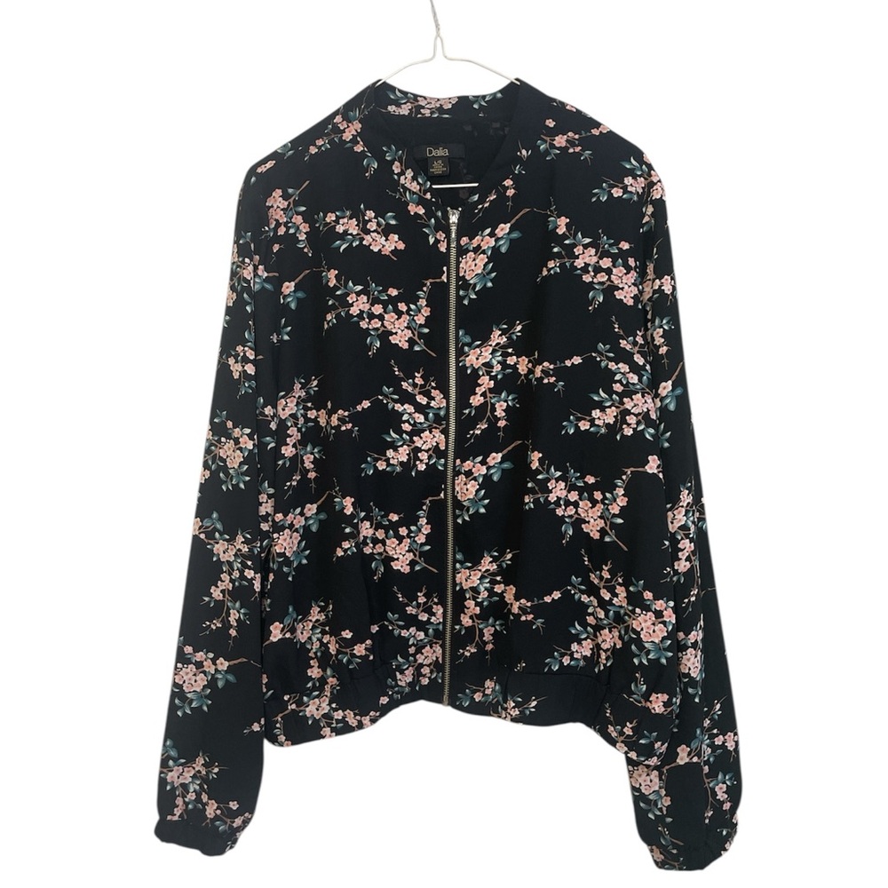 Dalia Black Floral Bomber Jacket Size L